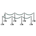 Montour Line Stanchion Post and Rope Kit Pol.Steel, 8 Flat Top 7 Green Rope C-Kit-8-PS-FL-7-PVR-GN-PS